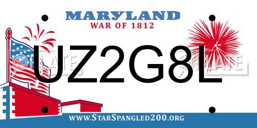 UZ2G8L Maryland License Plate