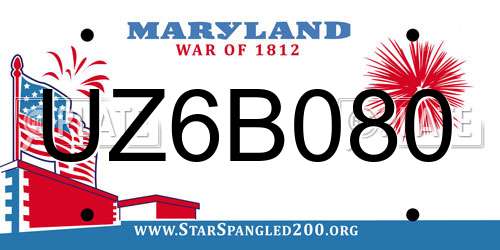 UZ6B080 Maryland License Plate