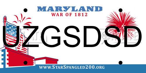 UZGSDSD Maryland License Plate