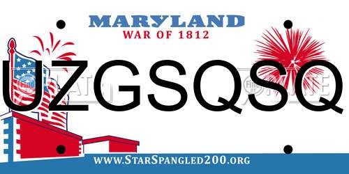 UZGSQSQ Maryland License Plate