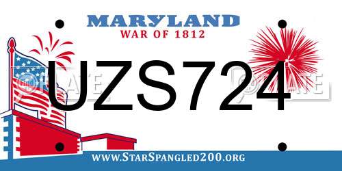 UZS724 Maryland License Plate