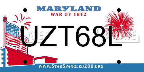 UZT68L Maryland License Plate