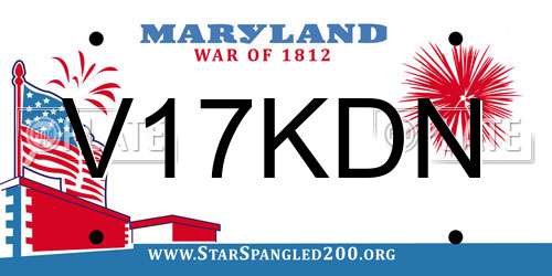 V17KDN Maryland License Plate