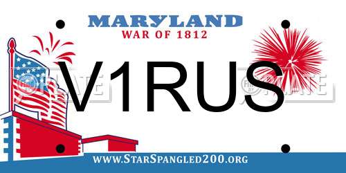 V1RUS Maryland License Plate