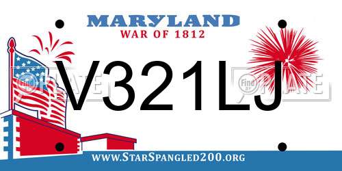 V321LJ Maryland License Plate