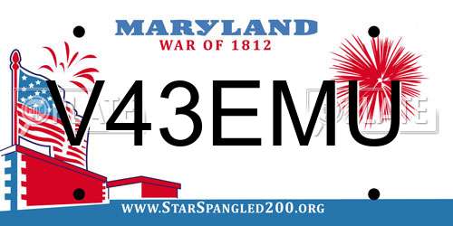 V43EMU Maryland License Plate