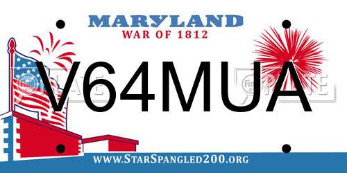 V64MUA Maryland License Plate