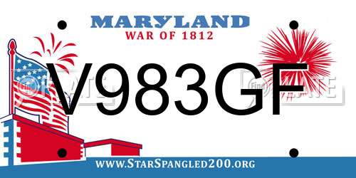 V983GF Maryland License Plate