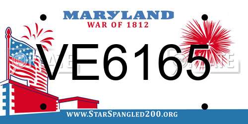 VE6165 Maryland License Plate