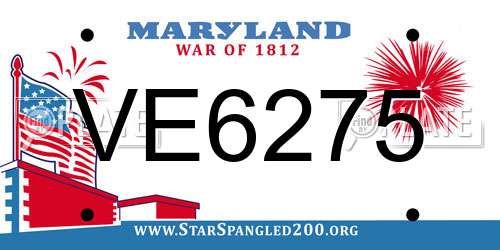 VE6275 Maryland License Plate
