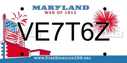 VE7T6Z Maryland License Plate