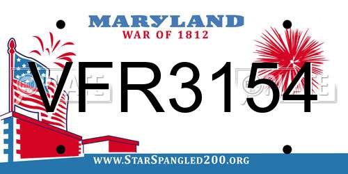 VFR3154 Maryland License Plate