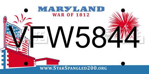 VFW5844 Maryland License Plate