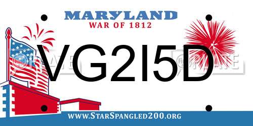 VG2I5D Maryland License Plate