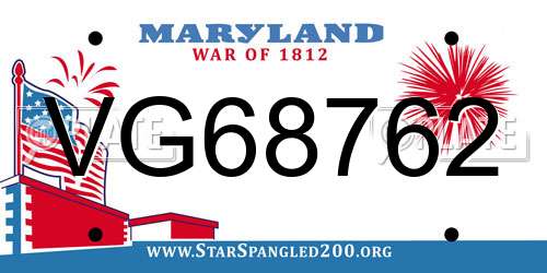 VG68762 Maryland License Plate