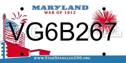 VG6B267 Maryland License Plate