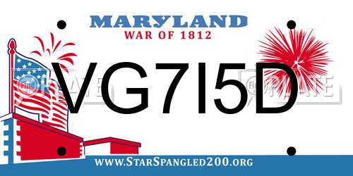VG7I5D Maryland License Plate