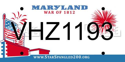 VHZ1193 Maryland License Plate
