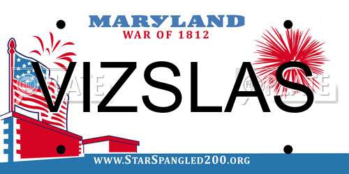 VIZSLAS Maryland License Plate