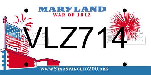 VLZ714 Maryland License Plate