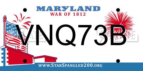 VNQ73B Maryland License Plate