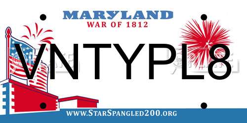 VNTYPL8 Maryland License Plate
