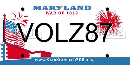 VOLZ87 Maryland License Plate