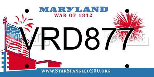 VRD877 Maryland License Plate