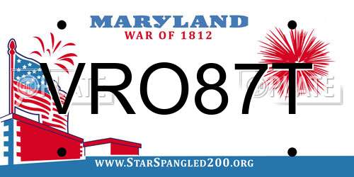 VRO87T Maryland License Plate