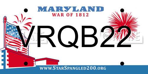 VRQB22 Maryland License Plate