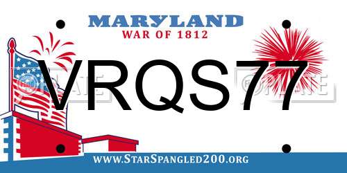 VRQS77 Maryland License Plate