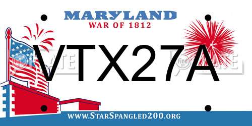 VTX27A Maryland License Plate