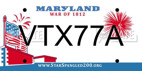 VTX77A Maryland License Plate