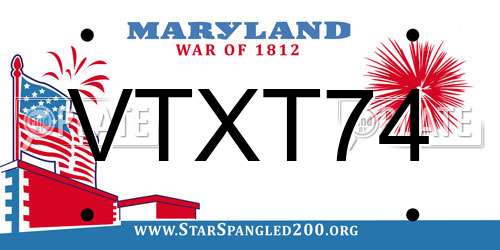 VTXT74 Maryland License Plate