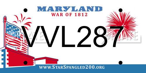 VVL287 Maryland License Plate