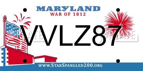 VVLZ87 Maryland License Plate