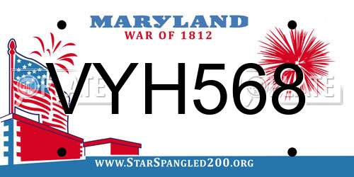 VYH568 Maryland License Plate