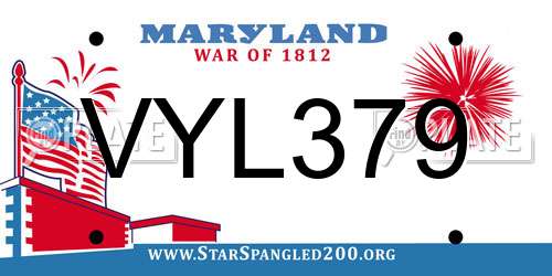 VYL379 Maryland License Plate