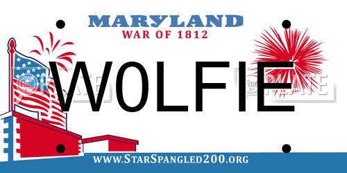 W0LFIE Maryland License Plate