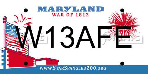 W13AFE Maryland License Plate
