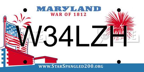 W34LZH Maryland License Plate
