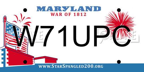 W71UPC Maryland License Plate