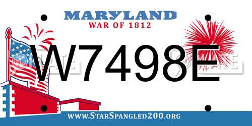 W7498E Maryland License Plate