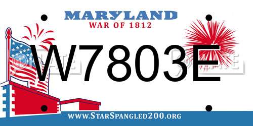 W7803E Maryland License Plate