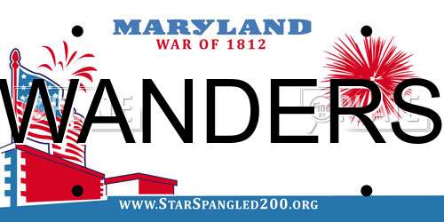 WANDERS Maryland License Plate