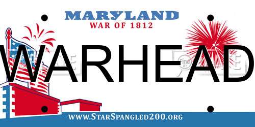 WARHEAD Maryland License Plate