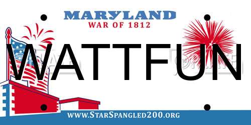 WATTFUN Maryland License Plate