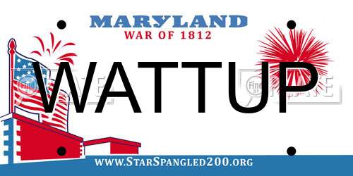 WATTUP Maryland License Plate