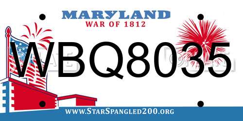 WBQ8035 Maryland License Plate