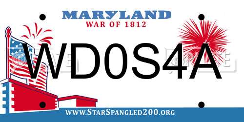 WD0S4A Maryland License Plate